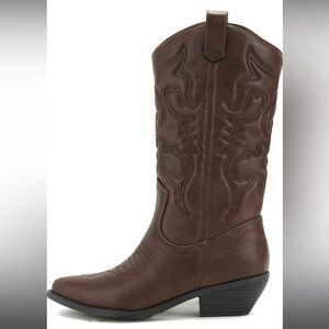 Soda Reno Women Western Cowboy Pointed Toe Knee High Pull On Tabs Boots